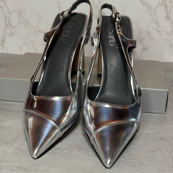 NEW! Franco Sarto "Amina," Silver Slingbacks - Picture 3 of 10
